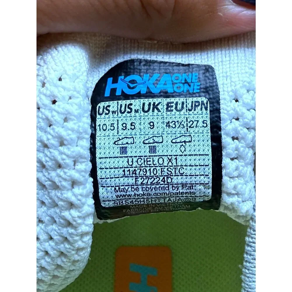 Hoka One One Cielo X1 1147910-FSTC Athletic Sneaker Unisex M9.5/W10.5 White Knit